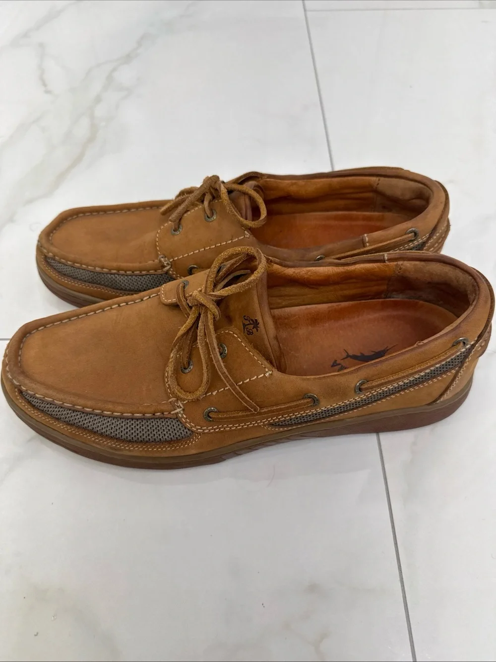 Tommy Bahama Men's Tan Leather Boat Shoes